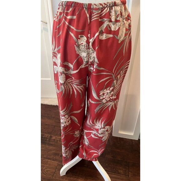 Tommy Bahama Women's Med Beach Floral Relax Palms Drawstring 100% Silk Pants - Picture 5 of 8